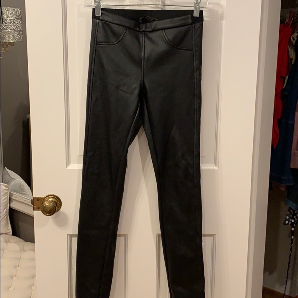 BCBG Maxazria faux black leather leggings